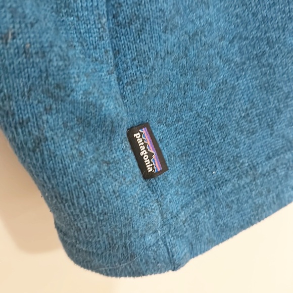 Patagonia Blue Teal Long Sleeve Collar Fleece Jacket Coat girls size XL 14 - Picture 7 of 8